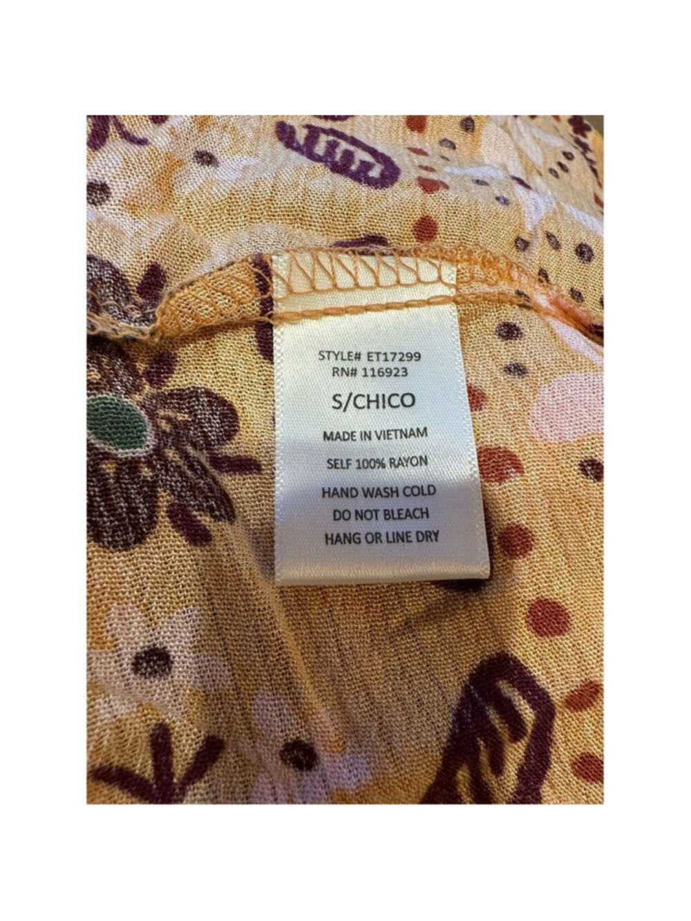 Easel Los Angeles Boho Mustard Yellow Multicolor Floral Babydoll Tunic Top Size - Picture 7 of 7